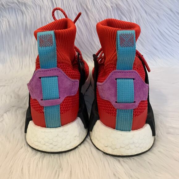 Adidas Men's NMD_XR1 Primeknit Sock Sneakers in Scarlet Red - Picture 9 of 15